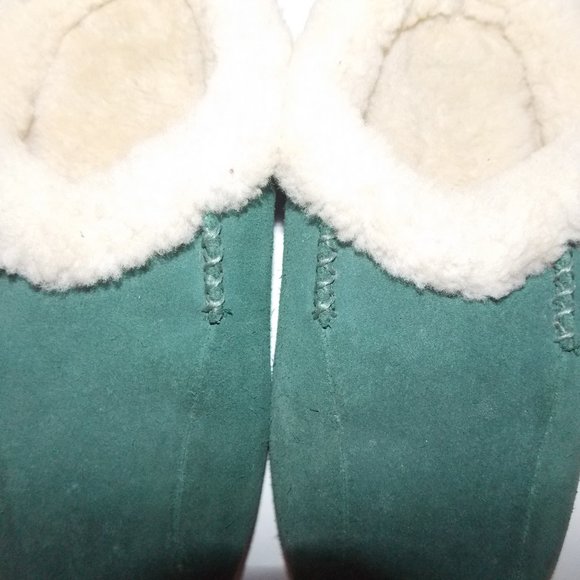 LLBean leather suede green slide slippers size 5 M - Picture 2 of 6
